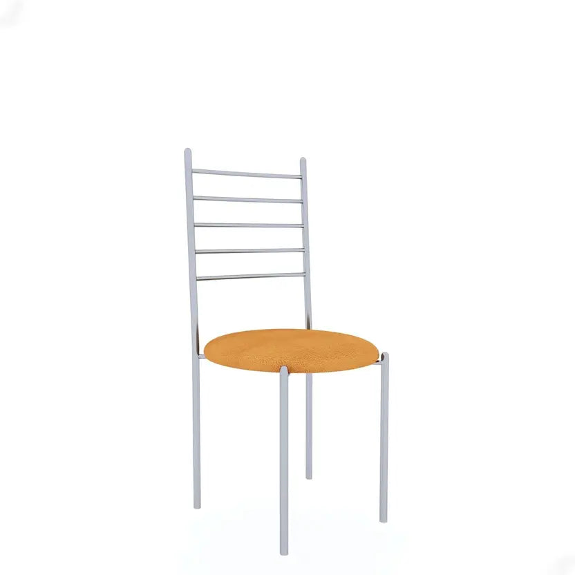 Indoor & Outdoor Dining Room and Living Room Set Metal 4 Seater Dining Set (Finish Color -Silver Finish And Orange Upholstery, DIY(Do-It-Yourself))