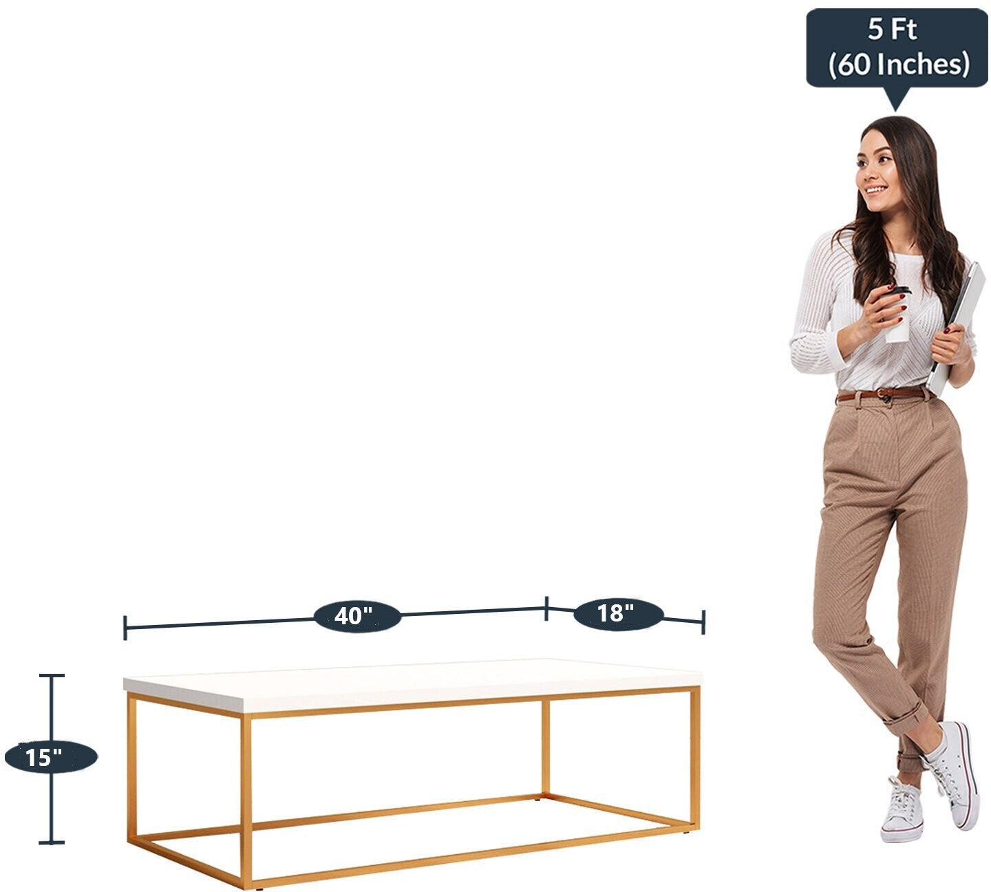 Anishwar Eco Coffee Table ( Golden And White Finish )