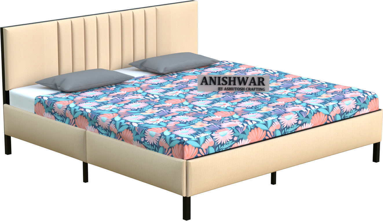 Anishwar Angela Upholstered Queen Bed ( Cream Finish )