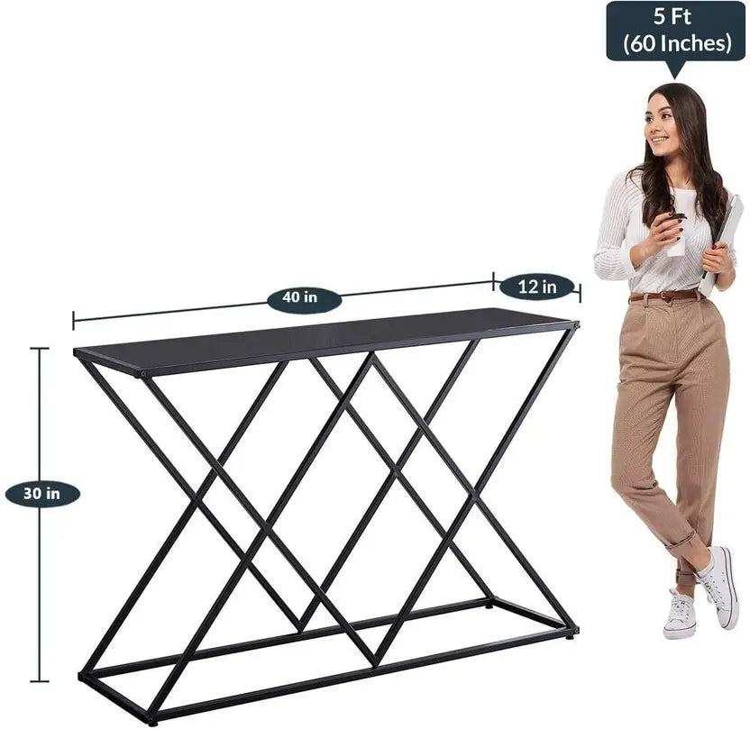 Nordic style, Hall Table, Living Room Table Metal Console Table (Finish Color - BLACK, Pre-assembled)