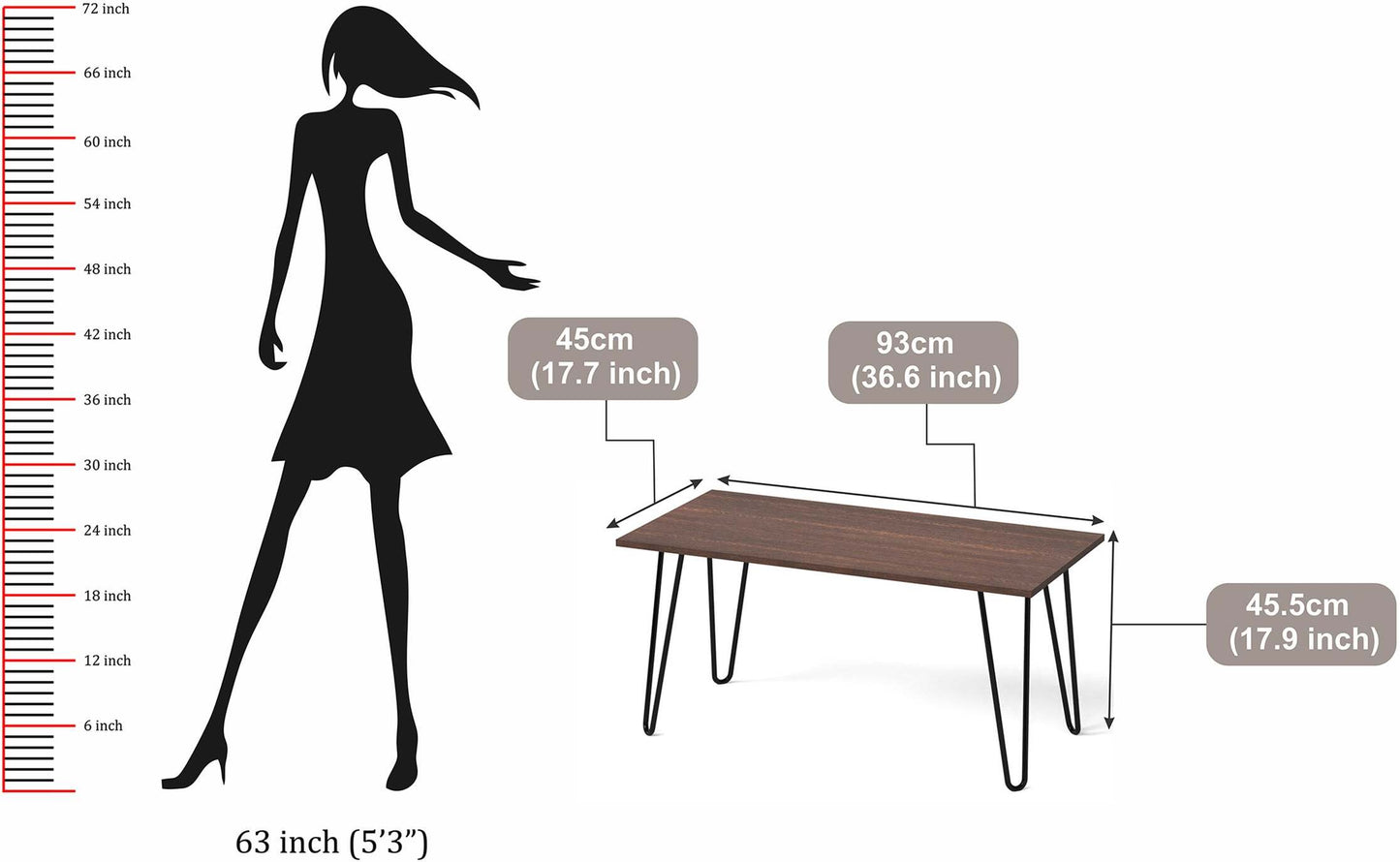 Anishwar Mayrite Coffee Table ( Black And Brown Finish )