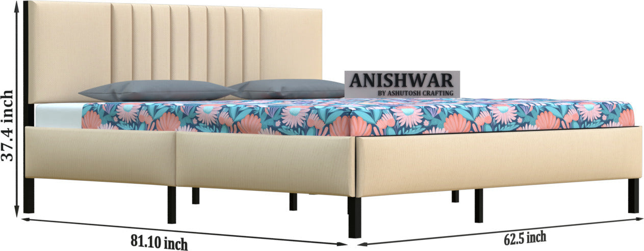 Anishwar Angela Upholstered Queen Bed ( Cream Finish )