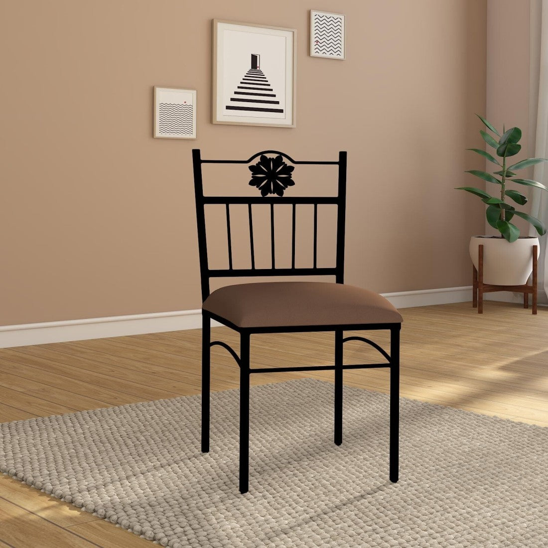 Anishwar Vixen Dining Chair, Black And Brown Finish