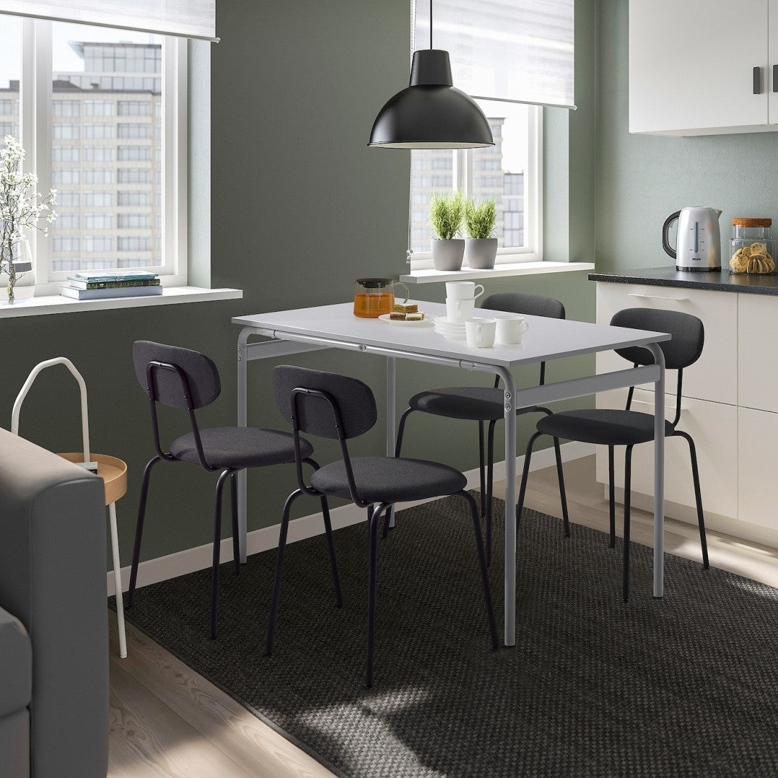 Anishwar Vanilla 4 Seater Dining Set ( White And Black )