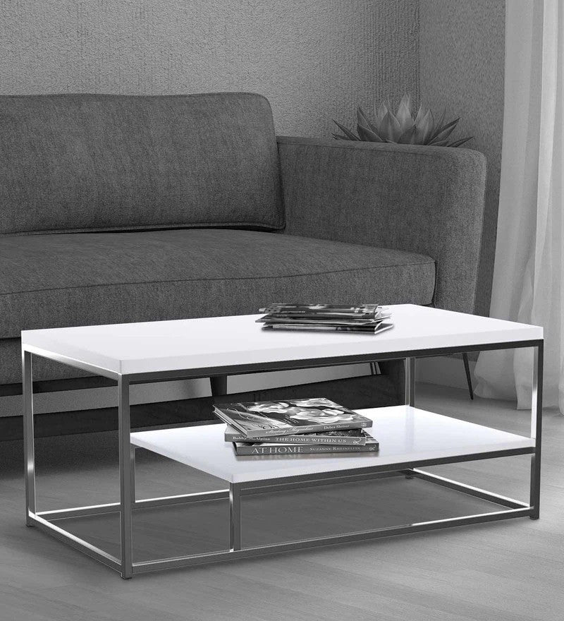 Anishwar Rubi Coffee Table ( Silver And White Finish )