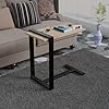 Premium Rubber Wood C Table for Sofa | Metal Frame Side Table for Living Room