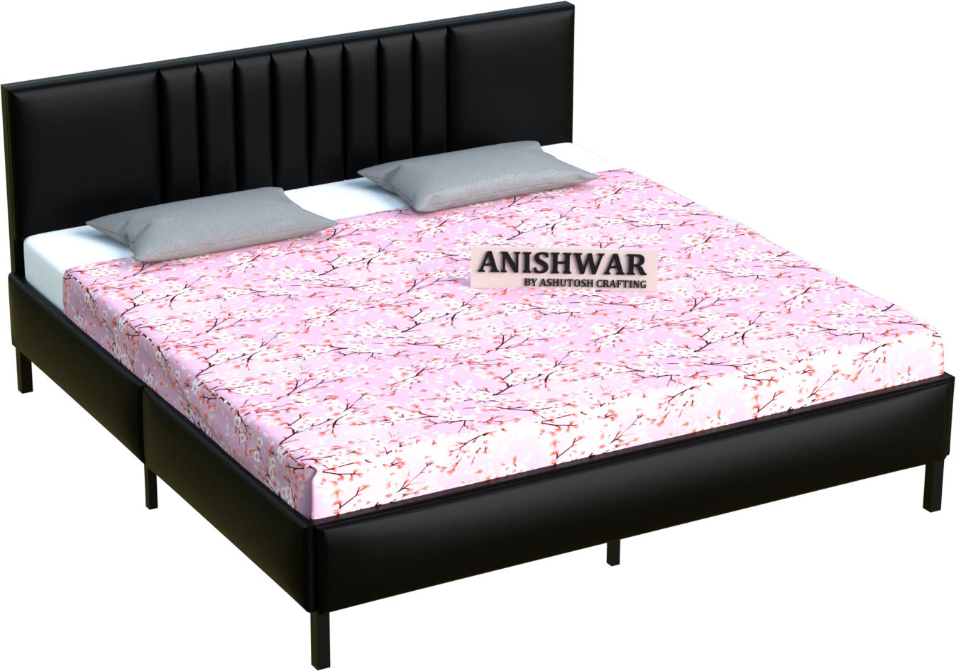 Anishwar Angela Upholstered Queen Bed ( Black Finish )