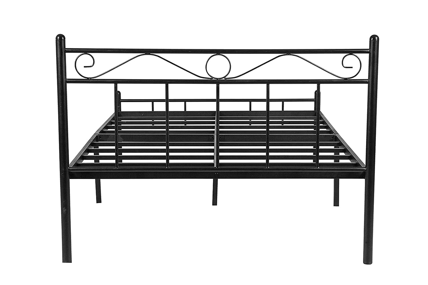 London Metal Queen Size Bed | Metal Double Bed with Headboard | Bed for Bedroom | Iron Black | DIY (Do It Yourself)