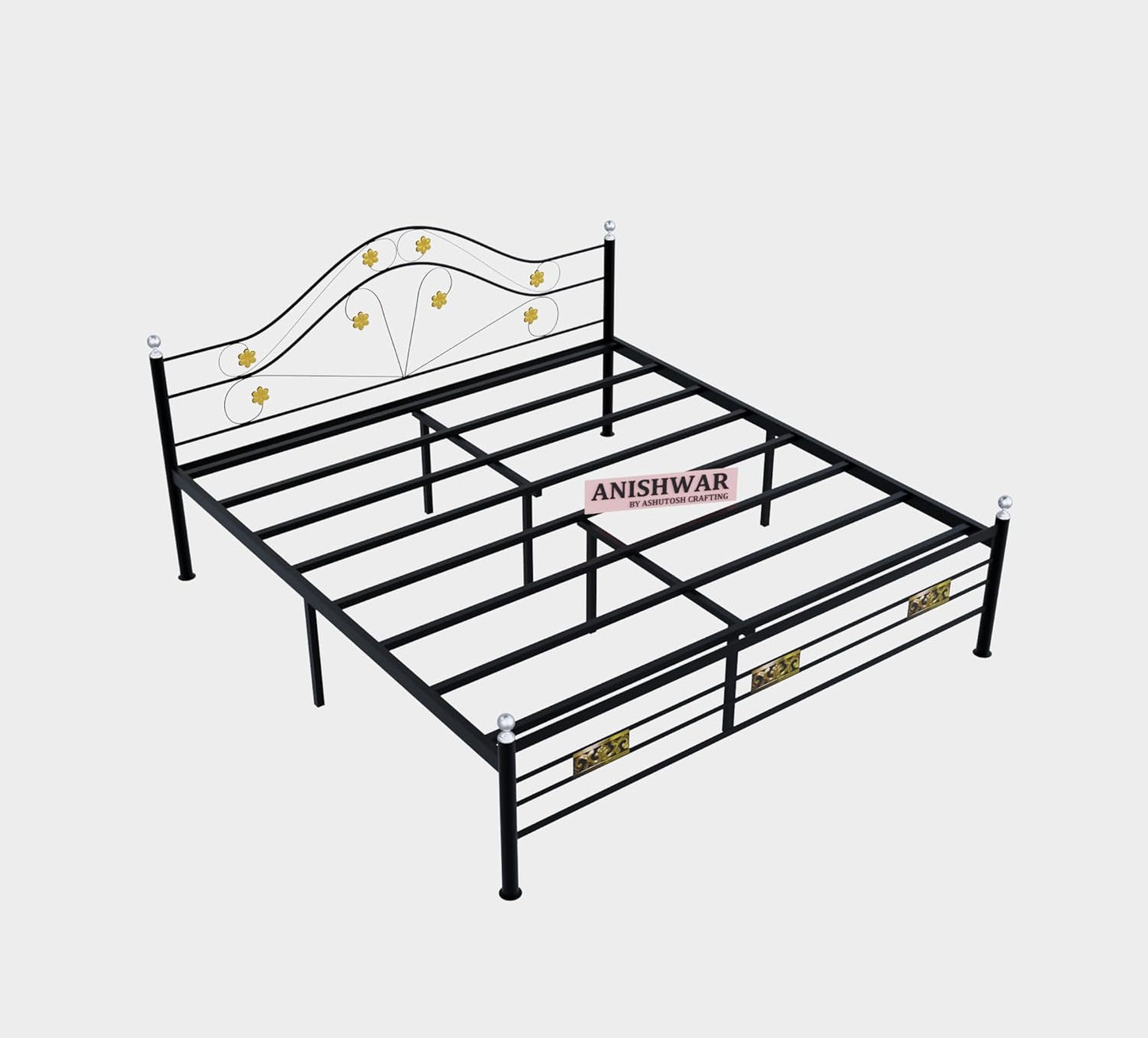 Aurora Metal Framing Queen Size Bed for Bedroom | Heavy Duty Bed for Kids Room Hotel Home | Black Finish | DIY (Do It Yourself)