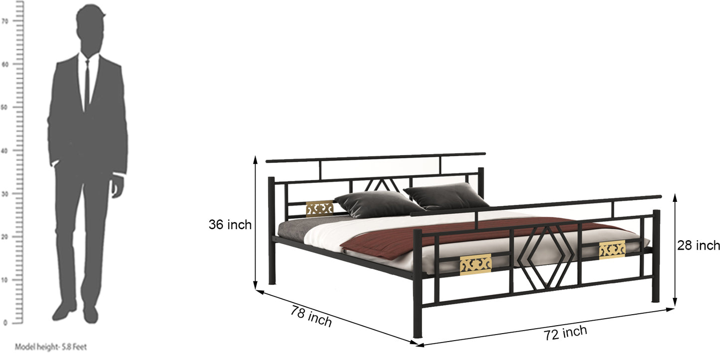 Anishwar House Ston Metal King Bed ( Black Finish )