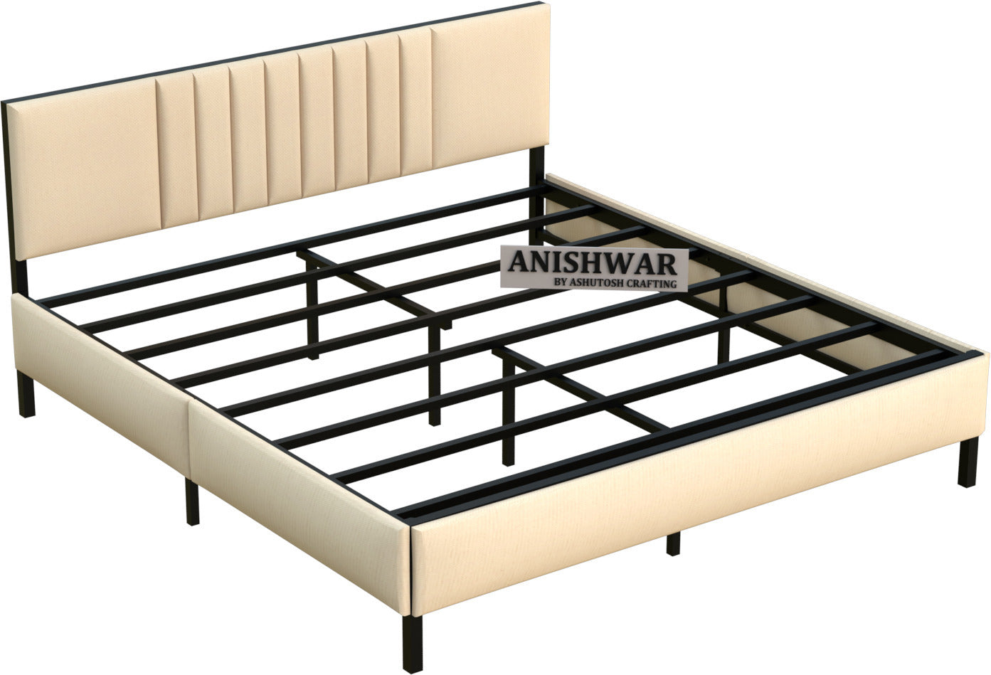 Anishwar Angela Upholstered Queen Bed ( Cream Finish )