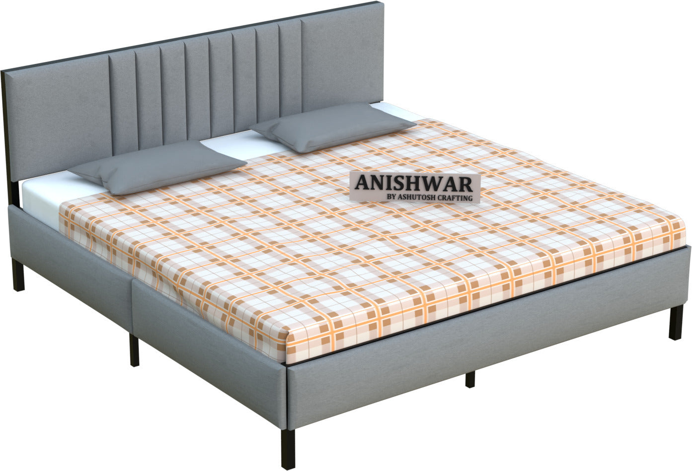 Anishwar Angela Angela Upholstered Queen Size Bed ( Grey Finish )