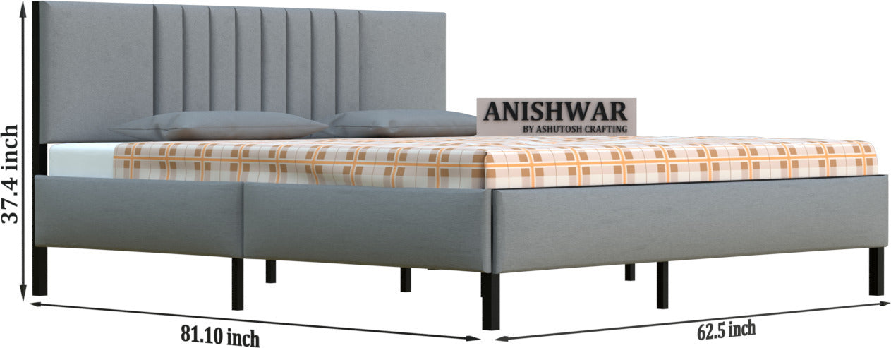 Anishwar Angela Angela Upholstered Queen Size Bed ( Grey Finish )