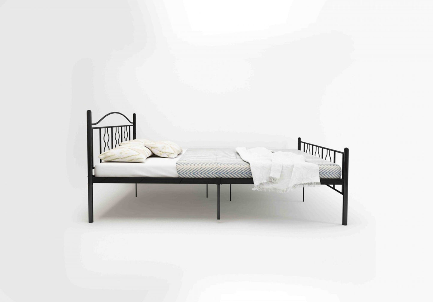 Anishwar Alecono Metal Queen Bed ( Black Finish )