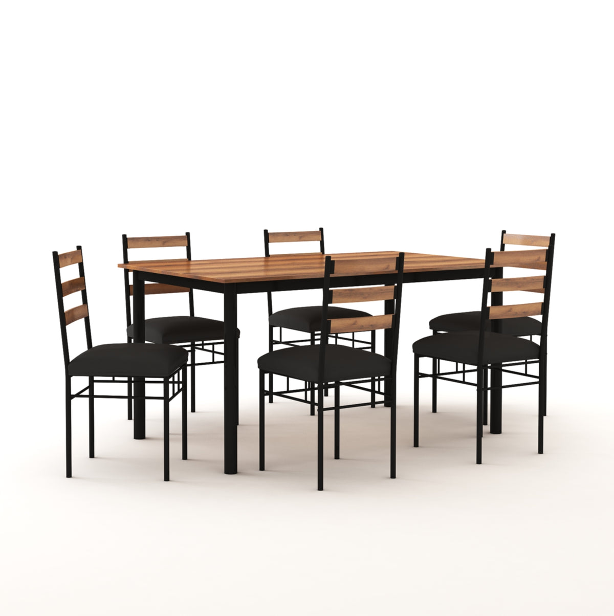 ANISHWAR 6 Seater Dining Table Set with 6 Chairs | 59 × 35.5 × 29.5 Inch Dining Table | Premium Wooden Finish Top | Strong Metal Frame