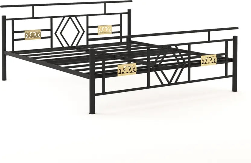 HouseSton Wrought Iron Metal Queen Bed (Finish Color - Black, Delivery Condition - DIY(Do-It-Yourself))