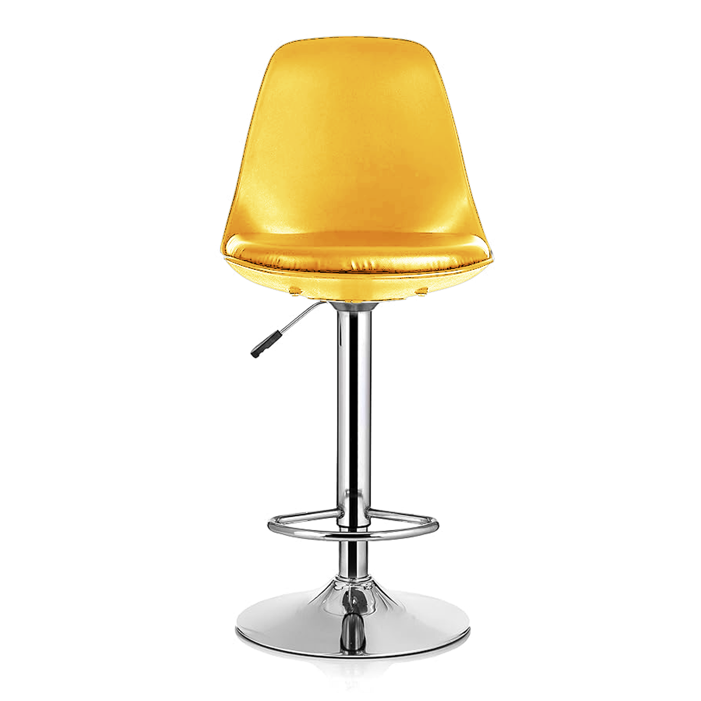 Revolving Height Adjustable 360 Degree Swivel Leatherette Seat Top High Metal Bar Chair with Footrest for Home Kitchen Outdoor Cafeteria Bar Stool for Dining Office (Orange)