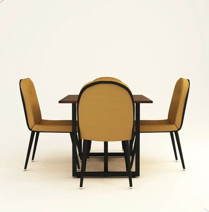 Indoor & Outdoor Dining Room and Living Room Set Metal 4 Seater Dining Set  (Finish Color -Brown Finish And Yellow Fabric, DIY(Do-It-Yourself))