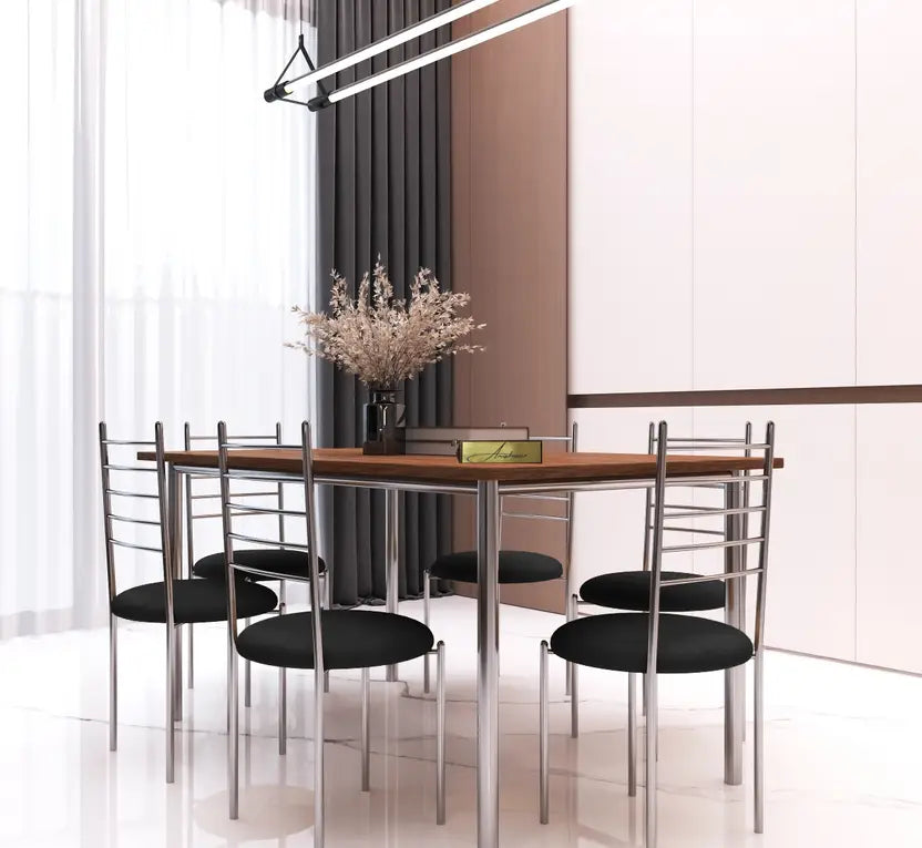 Indoor & Outdoor Dining Room and Living Room Set Metal 6 Seater Dining Set  (Finish Color -Silver Finish And Beige Upholstery, DIY(Do-It-Yourself))