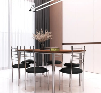 Indoor & Outdoor Dining Room and Living Room Set Metal 6 Seater Dining Set  (Finish Color -Silver Finish And Beige Upholstery, DIY(Do-It-Yourself))