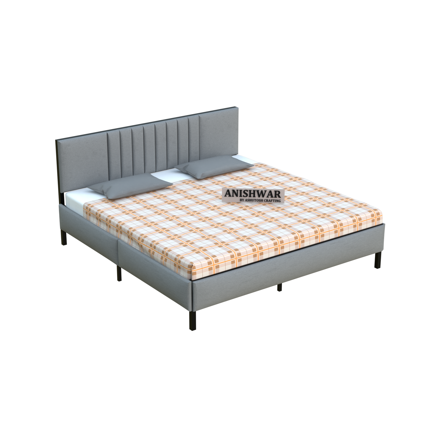 Upholstered & Metal King Bed for Bedroom Hotel Home Furniture