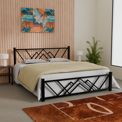 ANISHWAR King Size Metal Bed | Premium Iron Bed with Elegant Curved Design
