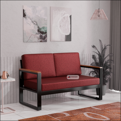 Metal Frame 2 Seater Sofa | Modern Fabric Sofa for Living Room | Wooden Sofa Alternative
