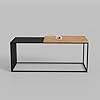 Metal Coffee Table with Solid Rubberwood Top, Contemporary Style, Rectangular Shape, Black and Wood Finish, Heavy Duty Powder Coated Frame