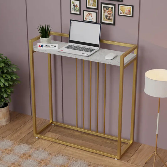Nordic style, Hall Table, Living Room Table Metal Console Table  (Finish Color - Golden And White, Pre-assembled)