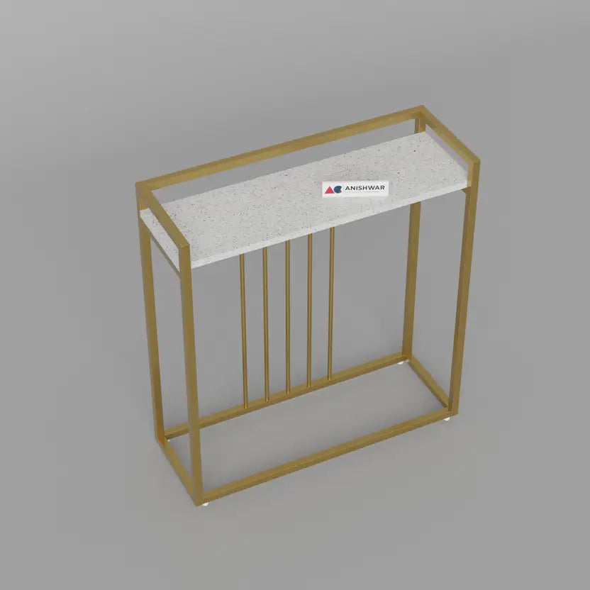 Nordic style, Hall Table, Living Room Table Metal Console Table  (Finish Color - Golden And White, Pre-assembled)