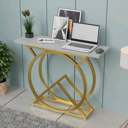 Nordic style, Hall Table, Living Room Table Metal Console Table  (Finish Color - White & Golden, Pre-assembled)