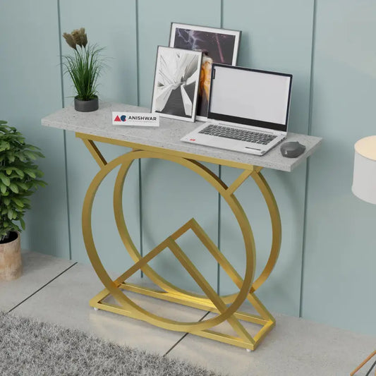 Nordic style, Hall Table, Living Room Table Metal Console Table  (Finish Color - White & Golden, Pre-assembled)