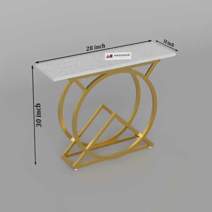 Nordic style, Hall Table, Living Room Table Metal Console Table  (Finish Color - White & Golden, Pre-assembled)