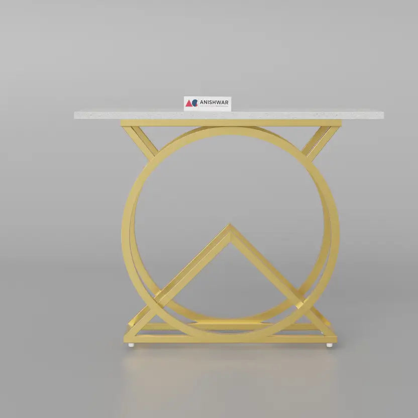 Nordic style, Hall Table, Living Room Table Metal Console Table  (Finish Color - White & Golden, Pre-assembled)