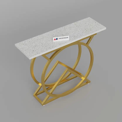 Nordic style, Hall Table, Living Room Table Metal Console Table  (Finish Color - White & Golden, Pre-assembled)