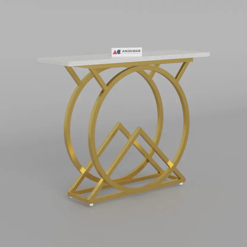 Nordic style, Hall Table, Living Room Table Metal Console Table  (Finish Color - White & Golden, Pre-assembled)