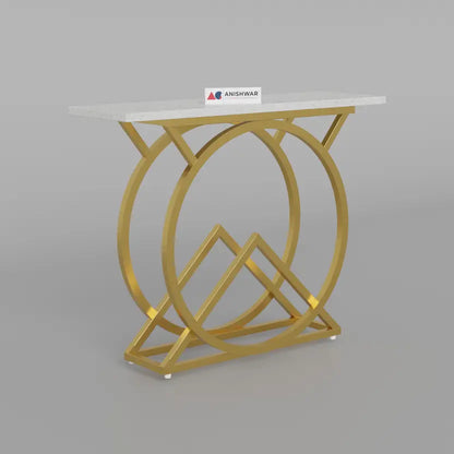 Nordic style, Hall Table, Living Room Table Metal Console Table  (Finish Color - White & Golden, Pre-assembled)