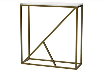 Engineered Wood Side Table for Living Room Hall Bedroom Office Metal Console Table  (Finish Color - Gold, Pre-assembled)