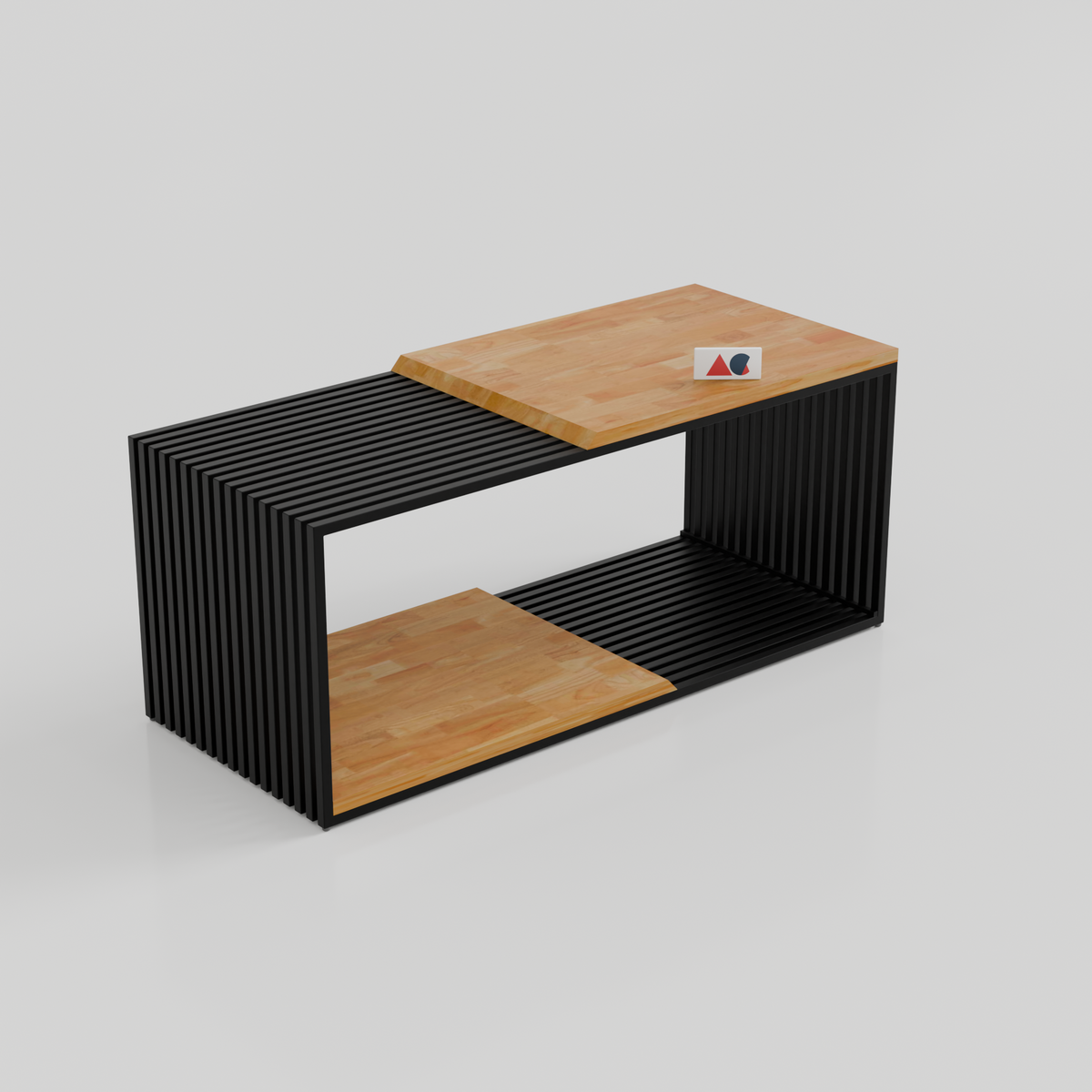 ANISHWAR Premium Rubberwood Coffee Table | Modern Metal Frame Center Table | 40×16×17 Inch