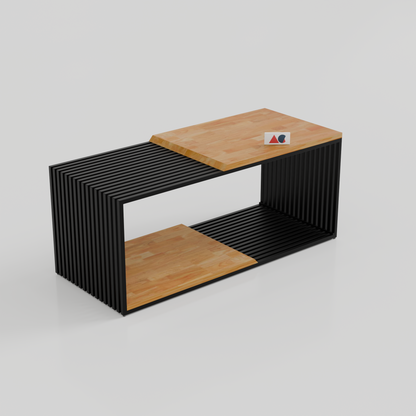ANISHWAR Premium Rubberwood Coffee Table | Modern Metal Frame Center Table | 40×16×17 Inch