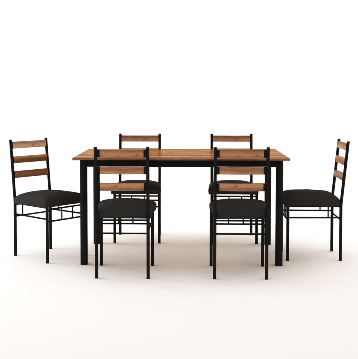 ANISHWAR 6 Seater Dining Table Set with 6 Chairs | 59 × 35.5 × 29.5 Inch Dining Table | Premium Wooden Finish Top | Strong Metal Frame