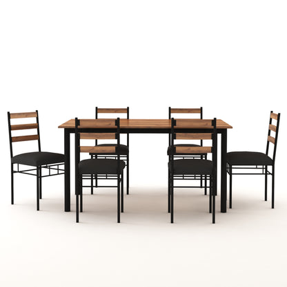 ANISHWAR 6 Seater Dining Table Set with 6 Chairs | 59 × 35.5 × 29.5 Inch Dining Table | Premium Wooden Finish Top | Strong Metal Frame