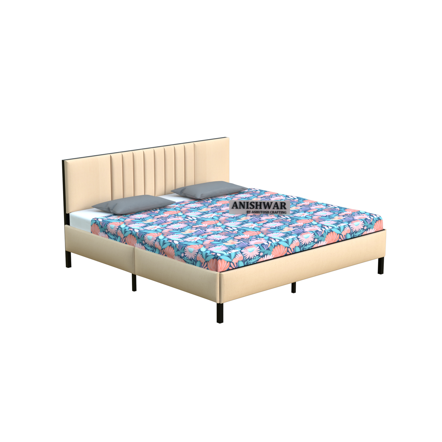 Upholstered & Metal King Bed for Bedroom Hotel Home Furniture