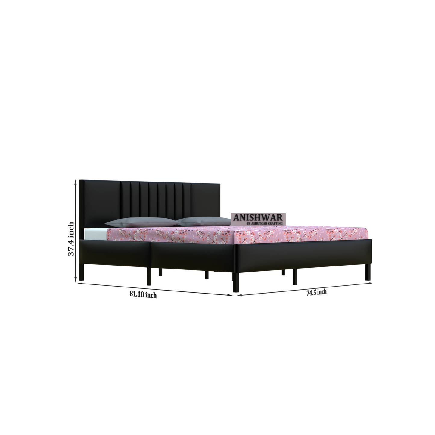 Upholstered & Metal King Bed for Bedroom Hotel Home Furniture