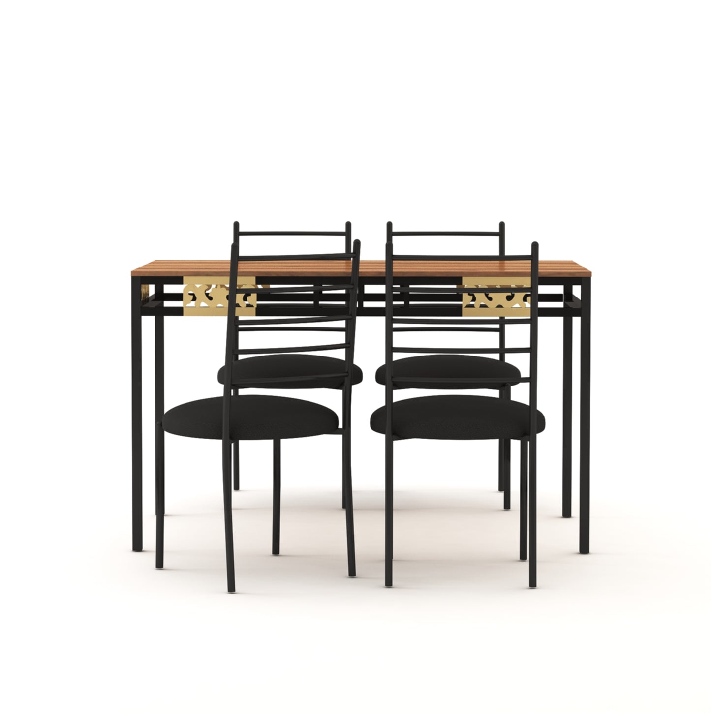 Engendered Wood Top Dining Table with Cushioned Chairs | Metal Dining Table Set for Living Room Dinning Hall Home Hotel
