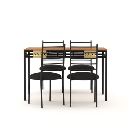 Engendered Wood Top Dining Table with Cushioned Chairs | Metal Dining Table Set for Living Room Dinning Hall Home Hotel