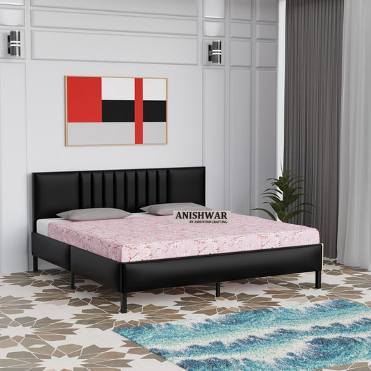 Upholstered & Metal King Bed for Bedroom Hotel Home Furniture