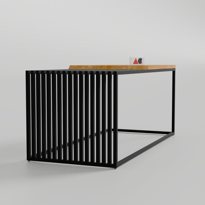 ANISHWAR Metal Coffee Table with Solid Rubberwood Top, Contemporary Style, Rectangular Shape, Black and Wood Finish, Heavy Duty Powder Coated Frame