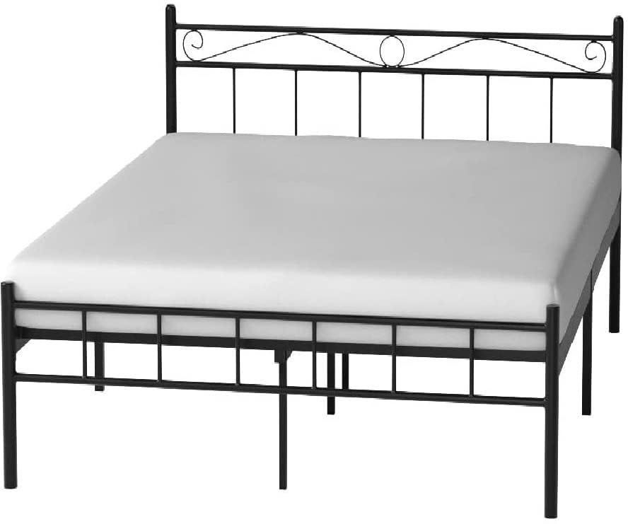London Metal Queen Size Bed | Metal Double Bed with Headboard | Bed for Bedroom | Iron Black | DIY (Do It Yourself)