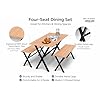 4 Seater Dining Table Set with Benches | Metal Frame & MDF Top Dining Set for Home & Restaurant